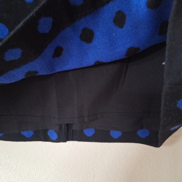 Talbots Womens Black W/Blue Polka-dot Wool Blend Knee Length Skirt Size 14 - Picture 4 of 7